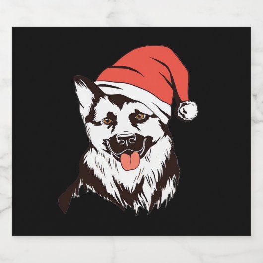Weihnachtsdeutscher Schäferhund Klassischer T - Sh Schaumweinetikett (Einzelnes Label)