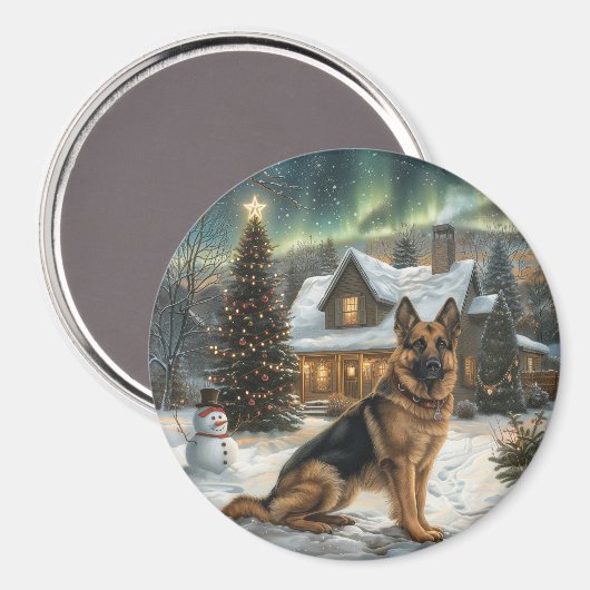 Weihnachtsdeutscher Schäferhund Magnet (Vorderseite/Rückseite)