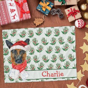 Weihnachtsdeutscher Schäferhund mit Hundename Fleecedecke