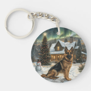 Weihnachtsdeutscher Schäferhund Schlüsselanhänger