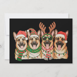 Weihnachtsdeutscher Schäferhund Xmas Lichter Santa Feiertagskarte