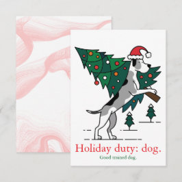 Weihnachtsdienst: Hund. Dogge-Version. Mitteilungskarte
