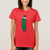 Weihnachtsdillgurke, die eine Weihnachtsmannmütze T-Shirt (Vorderseite)