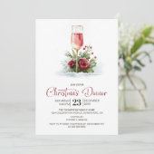 Weihnachtsdinner mit Rosé-Champagner Einladung (Stehend Vorderseite)