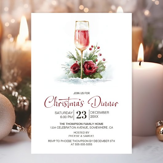 Weihnachtsdinner mit Rosé-Champagner Einladung