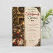 Weihnachtsdinnerparty Einladung (Stehend Vorderseite)
