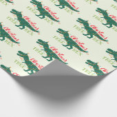 Weihnachtsdino-Dinosaurier lustiges T-Rex Geschenkpapier (Ecke)