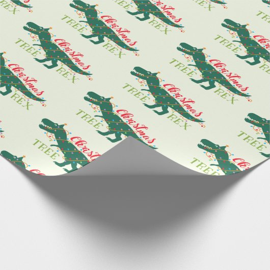Weihnachtsdino-Dinosaurier lustiges T-Rex Geschenkpapier (Ecke)