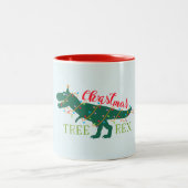 Weihnachtsdino-Dinosaurier lustiges T-Rex Zweifarbige Tasse (Mittel)