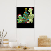 Weihnachtsdinosaur Kinder Weihnachtsbaum Dinosauri Poster (Küche)