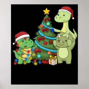 Weihnachtsdinosaur Kinder Weihnachtsbaum Dinosauri Poster