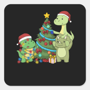 Weihnachtsdinosaur Kinder Weihnachtsbaum Dinosauri Quadratischer Aufkleber