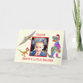 Weihnachtsdinosaurier Foto hinzufügen Karte (Vorderseite)