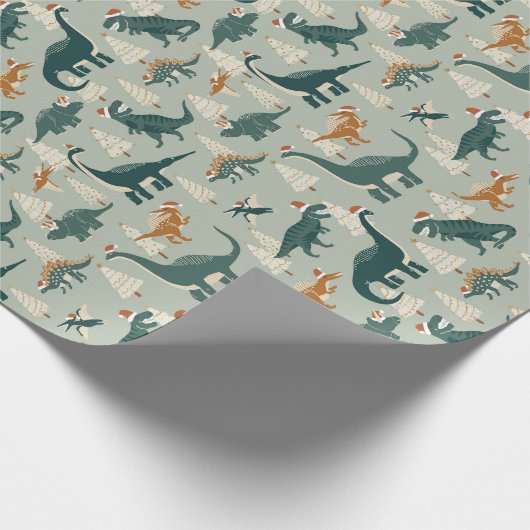 Weihnachtsdinosaurier für Kinder Geschenkpapier (Ecke)