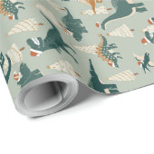Weihnachtsdinosaurier für Kinder Geschenkpapier (Rolleneckpunkt)