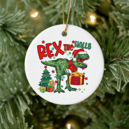 Weihnachtsdinosaurier geben Stimmung Keramik Ornament
