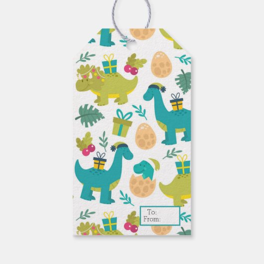 Weihnachtsdinosaurier Geschenkanhänger (Rückseite)