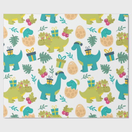 Weihnachtsdinosaurier Geschenkpapier (Flach)