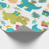 Weihnachtsdinosaurier Geschenkpapier (Ecke)