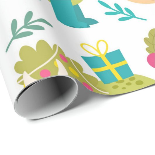 Weihnachtsdinosaurier Geschenkpapier (Rolleneckpunkt)