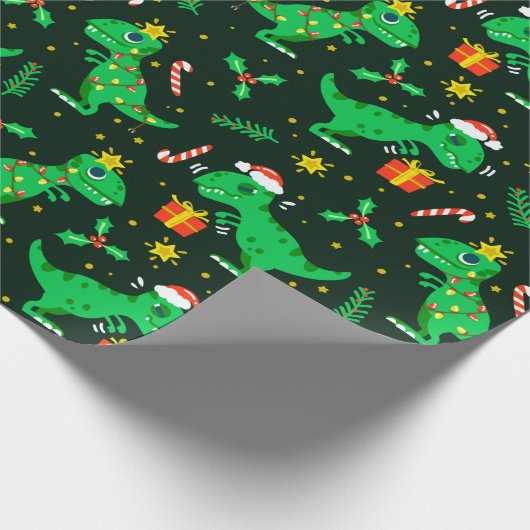 Weihnachtsdinosaurier Geschenkpapier (Ecke)
