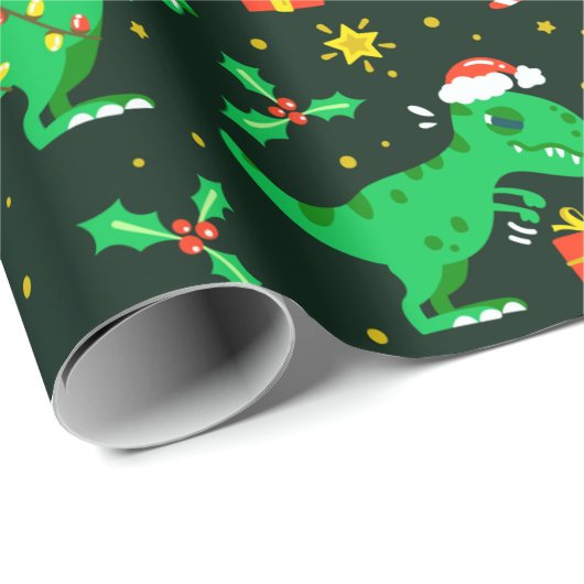 Weihnachtsdinosaurier Geschenkpapier (Rolleneckpunkt)