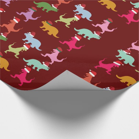 Weihnachtsdinosaurier Geschenkpapier (Ecke)