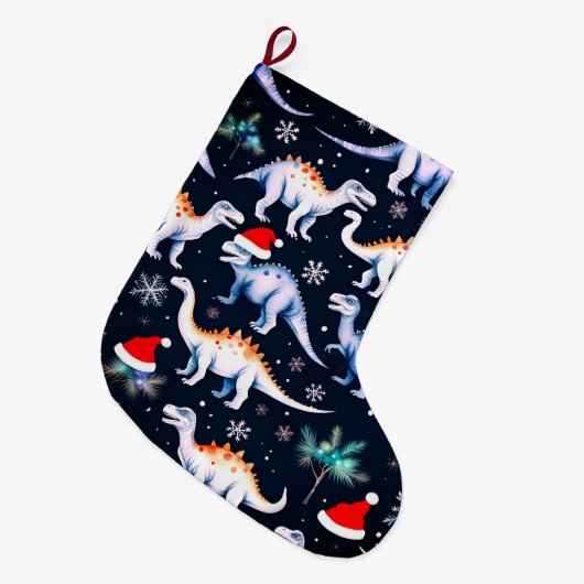 Weihnachtsdinosaurier Großer Weihnachtsstrumpf (Vorderansicht (hängend))
