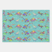 Weihnachtsdinosaurier im Schnee Geschenkpapier Set (Vorderseite 3)