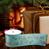 Weihnachtsdinosaurier in Weihnachtsmannmützen Satinband