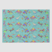 Weihnachtsdinosaurier in Weihnachtsmannmützen Seidenpapier (Vorderseite)