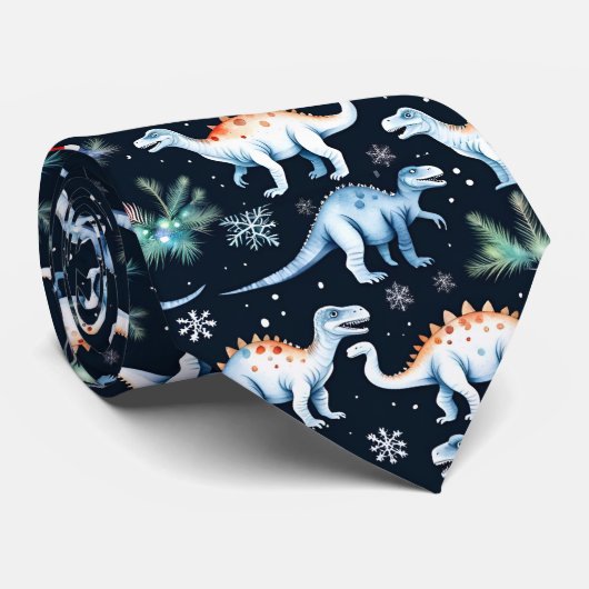 Weihnachtsdinosaurier Krawatte (Gerollt)