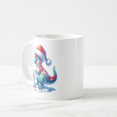 Weihnachtsdinosaurier mit süßem Schneemann, Fantas Kaffeetasse (Vorderseite Links)