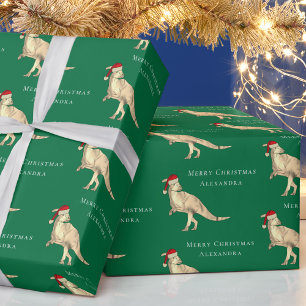 Weihnachtsdinosaurier Personalisiert Kid Name Geschenkpapier