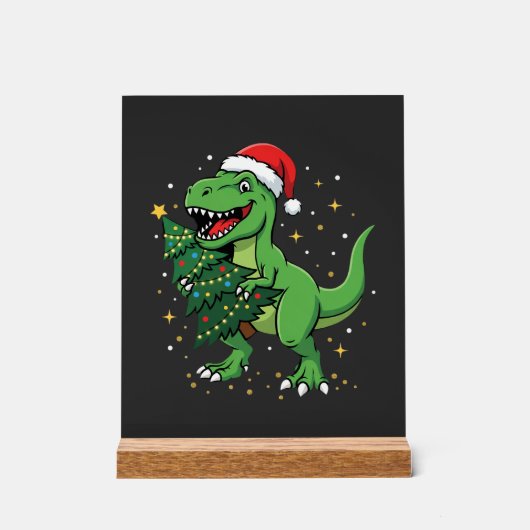 Weihnachtsdinosaurier Santa T Rex Acrylschild (Vorderseite)