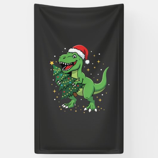Weihnachtsdinosaurier Santa T Rex Banner (Vertikal)