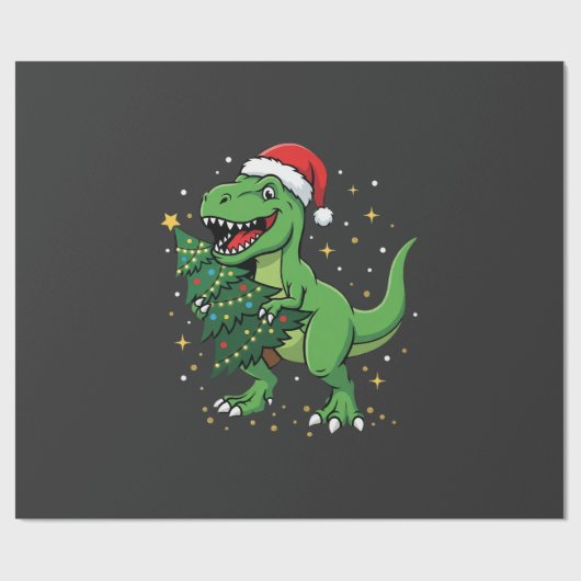 Weihnachtsdinosaurier Santa T Rex Geschenkpapier (Flach)