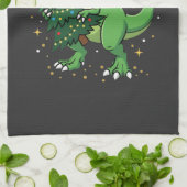 Weihnachtsdinosaurier Santa T Rex Geschirrtuch (Gefaltet)
