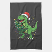 Weihnachtsdinosaurier Santa T Rex Geschirrtuch (Vertikal)