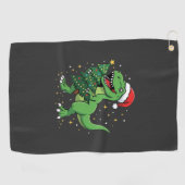 Weihnachtsdinosaurier Santa T Rex Golfhandtuch (Horizontal)