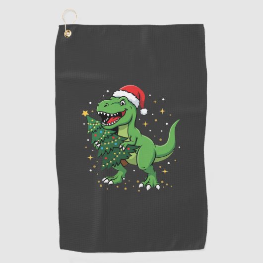 Weihnachtsdinosaurier Santa T Rex Golfhandtuch (Vorderseite)