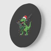 Weihnachtsdinosaurier Santa T Rex Große Wanduhr (Winkel)