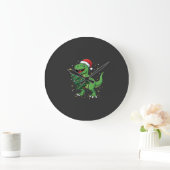 Weihnachtsdinosaurier Santa T Rex Große Wanduhr (Zuhause)