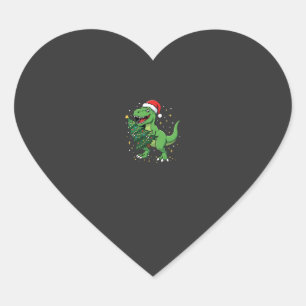 Weihnachtsdinosaurier Santa T Rex Herz-Aufkleber