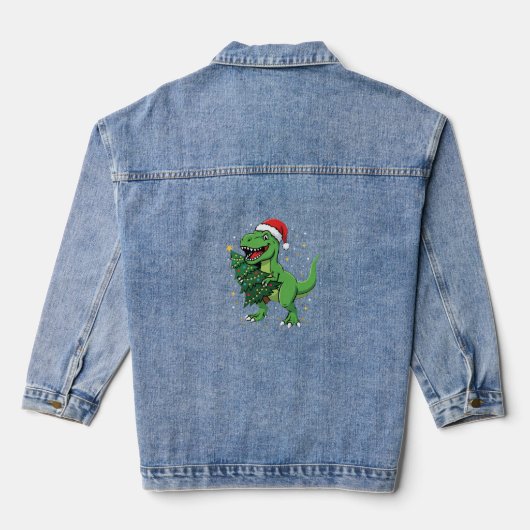 Weihnachtsdinosaurier Santa T Rex Jeansjacke (Rückseite)
