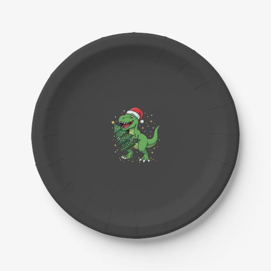 Weihnachtsdinosaurier Santa T Rex Pappteller (Vorderseite)