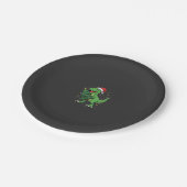 Weihnachtsdinosaurier Santa T Rex Pappteller (Schrägansicht)