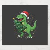 Weihnachtsdinosaurier Santa T Rex Schaumweinetikett (Einzelnes Label)
