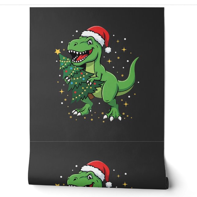 Weihnachtsdinosaurier Santa T Rex Tapete (Abrollen)