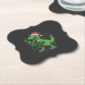 Weihnachtsdinosaurier Santa T Rex Untersetzer (angewinkelt)